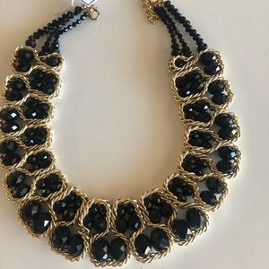 Isabella Black Beaded Bib Statement Necklace